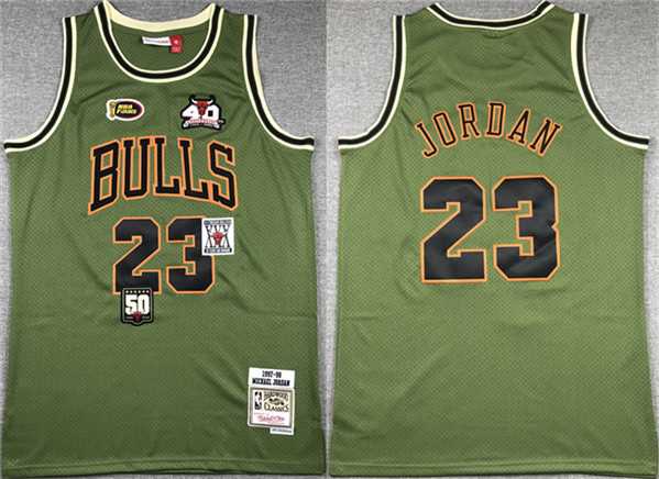 Mens Chicago Bulls #23 Michael Jordan Green 1997-98 Throwback Stitched Basketball Jersey->chicago bulls->NBA Jersey